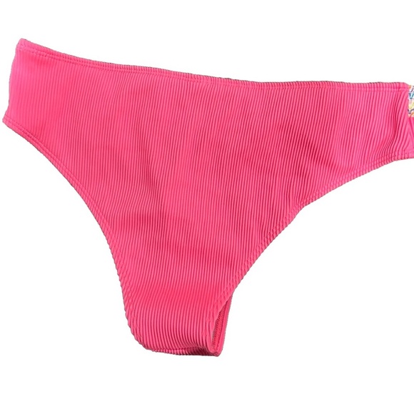 Pink Bikini Bottom Colorful Waistband Size L New NWOT - Picture 2 of 7